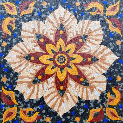 Contemporary Single Orchid Bloom Floral Stone Mosaic Art