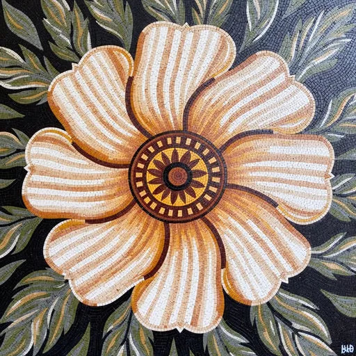 Heritage Tulip Field Landscape Floral Stone Mosaic Art