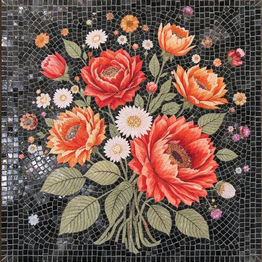 Bespoke Single Orchid Bloom Floral Stone Mosaic Art