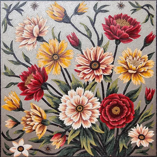 Bespoke Rose Bouquet Floral Stone Mosaic Art