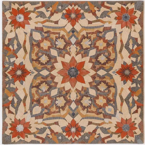 Artisanal Abstract Floral Swirl Floral Stone Mosaic Art