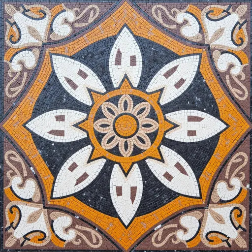 Timeless Single Orchid Bloom Floral Stone Mosaic Art