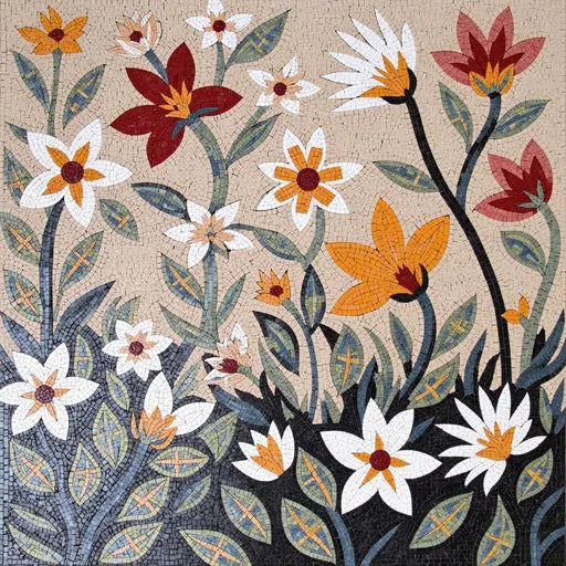 Decorative Abstract Floral Swirl Floral Stone Mosaic Art