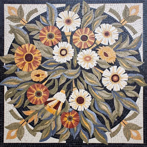 Timeless Single Orchid Bloom Floral Stone Mosaic Art