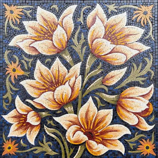 Signature Sunflowers in a Vase Floral Stone Mosaic Art