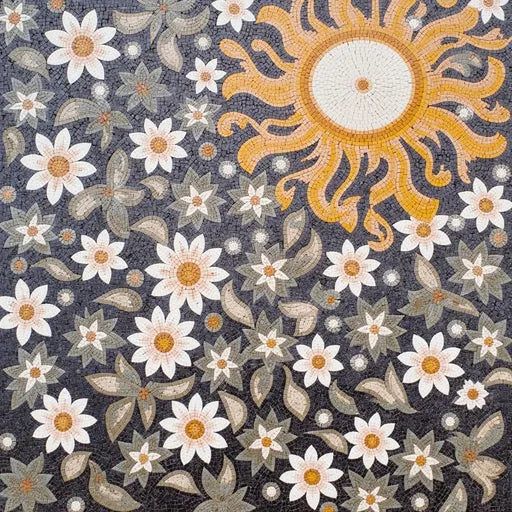 Fine Tulip Field Landscape Floral Stone Mosaic Art