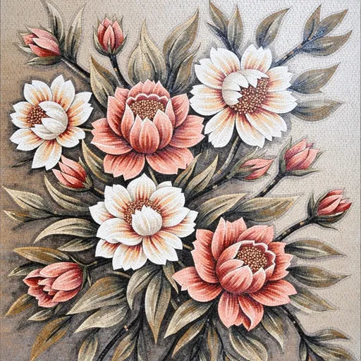 Tulip Field Landscape Mosaic Art