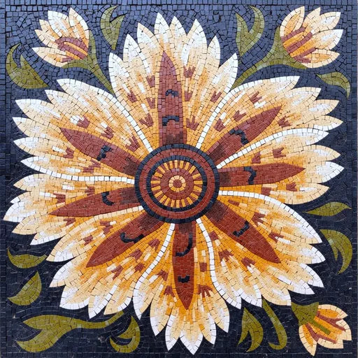 Fine Rose Bouquet Floral Stone Mosaic Art