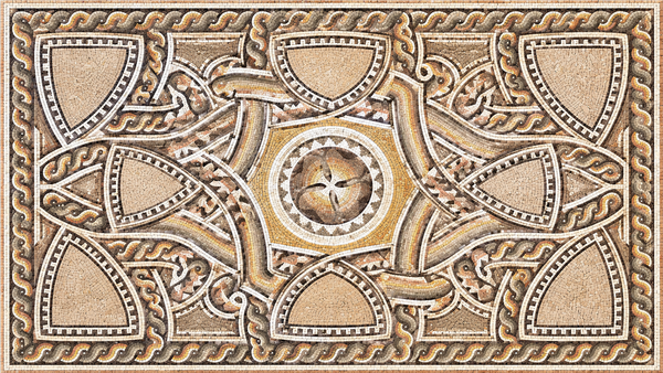Roman Geometric Rug Mosaic Art