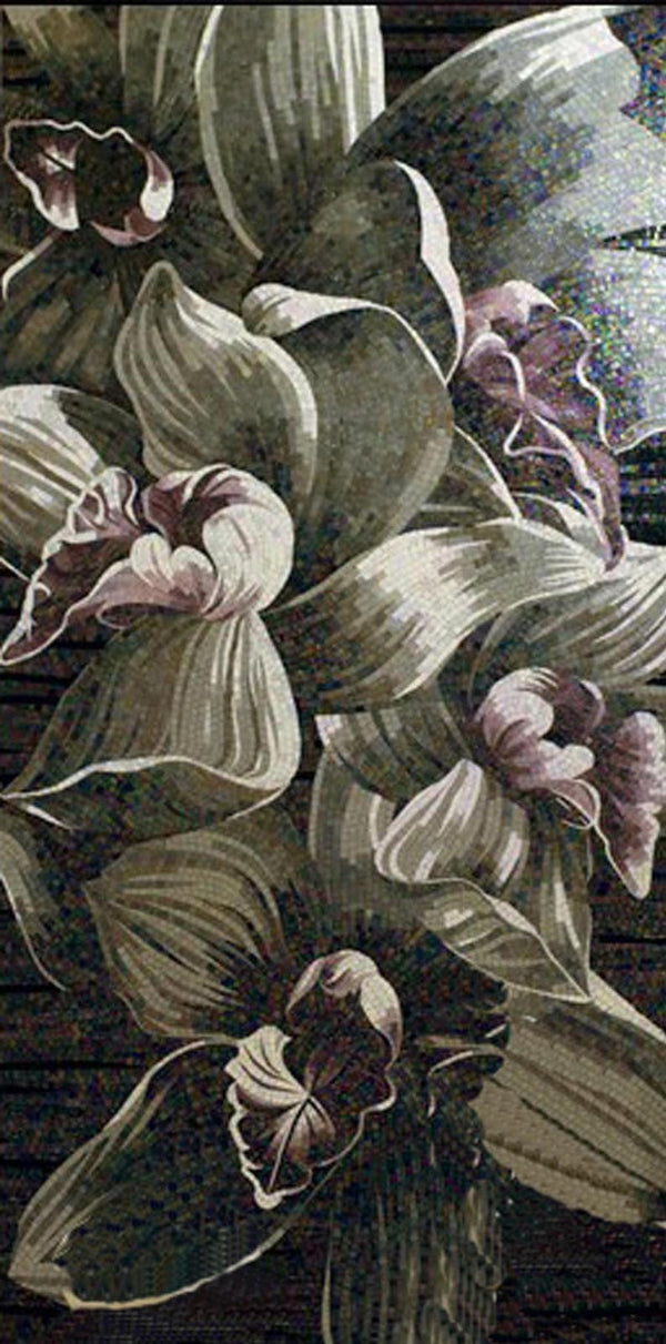 Sage Orchids Glass Mosaic Art