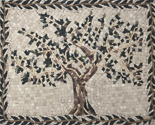 Olive Tree of Life Stone Panel Mosaic Art