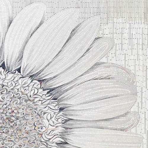 White Daisy Bloom Marble Mosaic Art