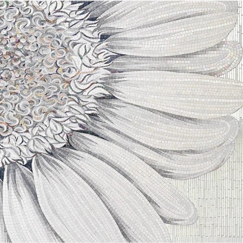 White Gerbera Daisy Marble Mosaic Art