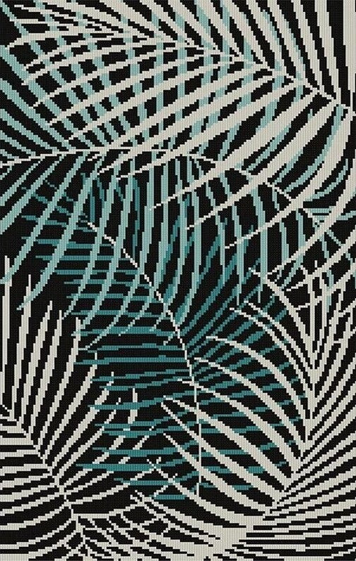 Palm Frond Pattern Glass Mosaic Art