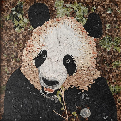 Giant Panda Portrait Marble Mosaic Wall Art