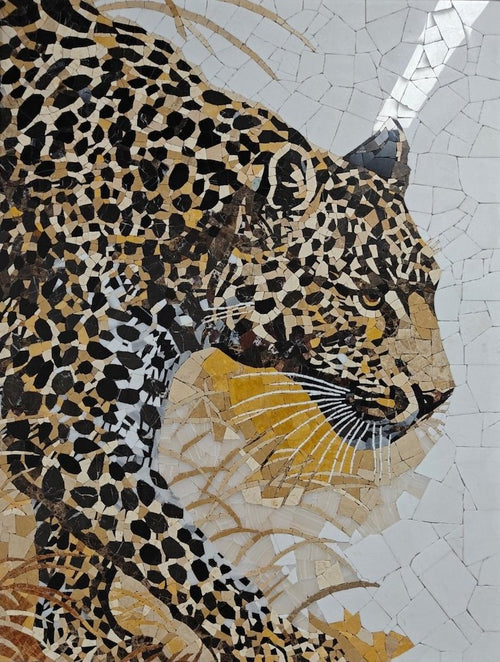 Leopard Portrait Marble Mosaic Art