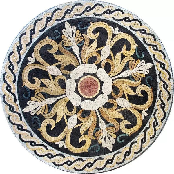 Roman Acanthus Scroll Medallion Marble Mosaic Art