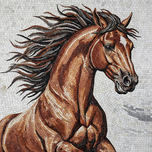 Galloping Horse Marble Mosaic Art