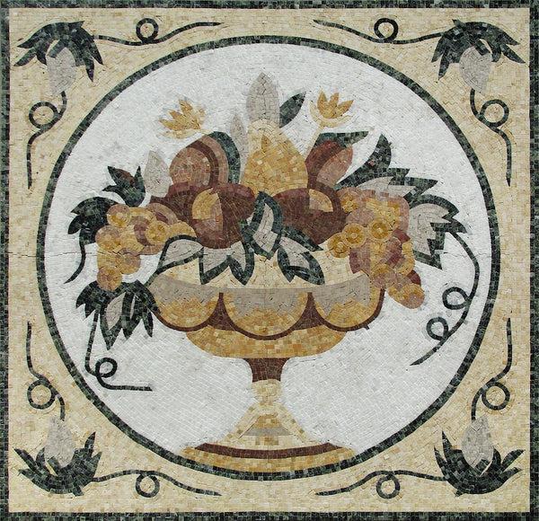 Fruit Bowl Still Life Marble Mosaic Art