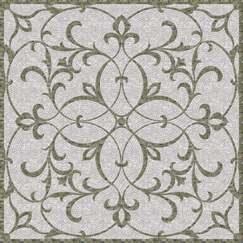 Fleur-de-Lis Scroll Pattern Marble Mosaic Art