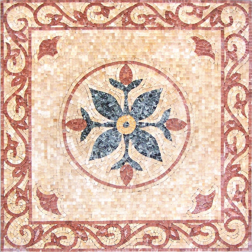 Green Flower Scrollwork Panel Marble Mosaic Art