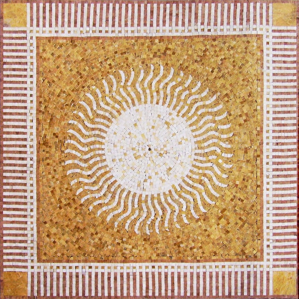 Golden Sun Burst Marble Mosaic Art