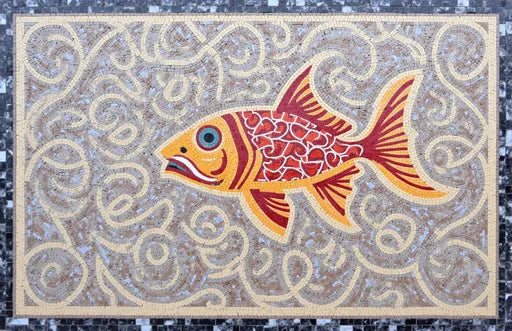 Golden Swirl Fish - Nautical Mosaic Art