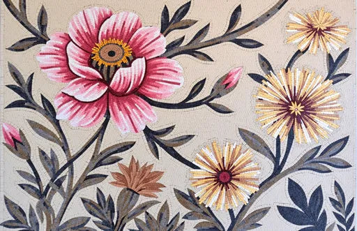Pink Flower and Bursting Blooms Mosaic