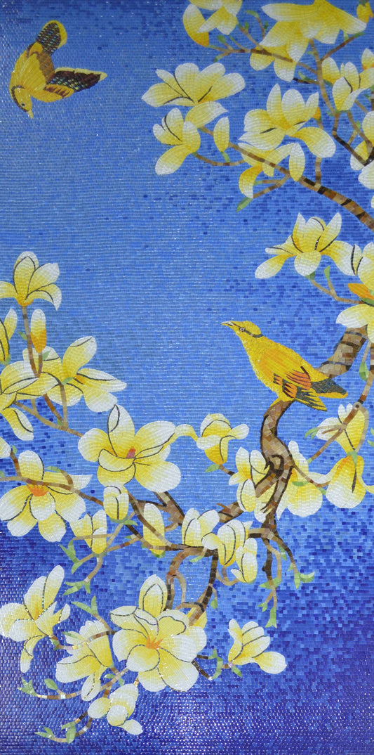 Sunny Day: Handmade Mosaic Birds & Flowers | Bird Mosaics | iMosaicArt