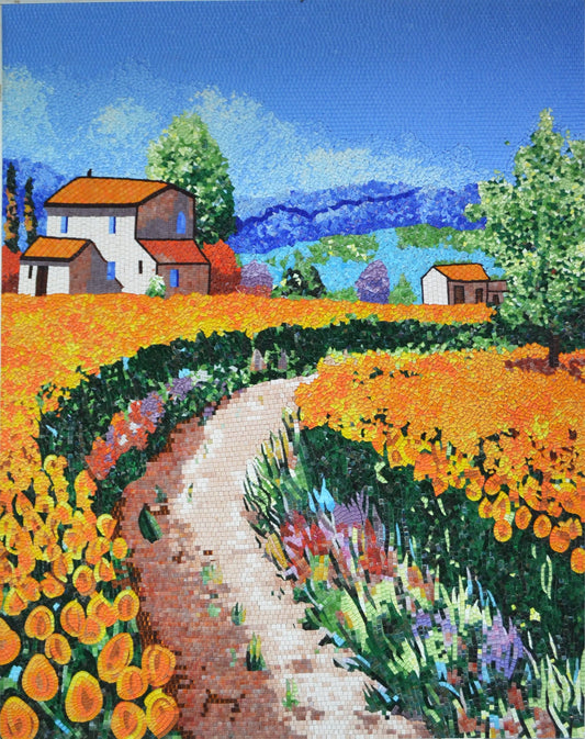 Custom Mosaic Artwork - Sunflower Field | Landscape Mosaics | iMosaicArt
