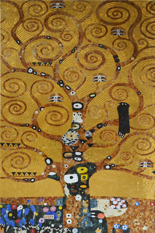 Mosaic Golden Harmony: Gustav Klimt's Tree of Life Reproduction | Tree Mosaics | iMosaicArt