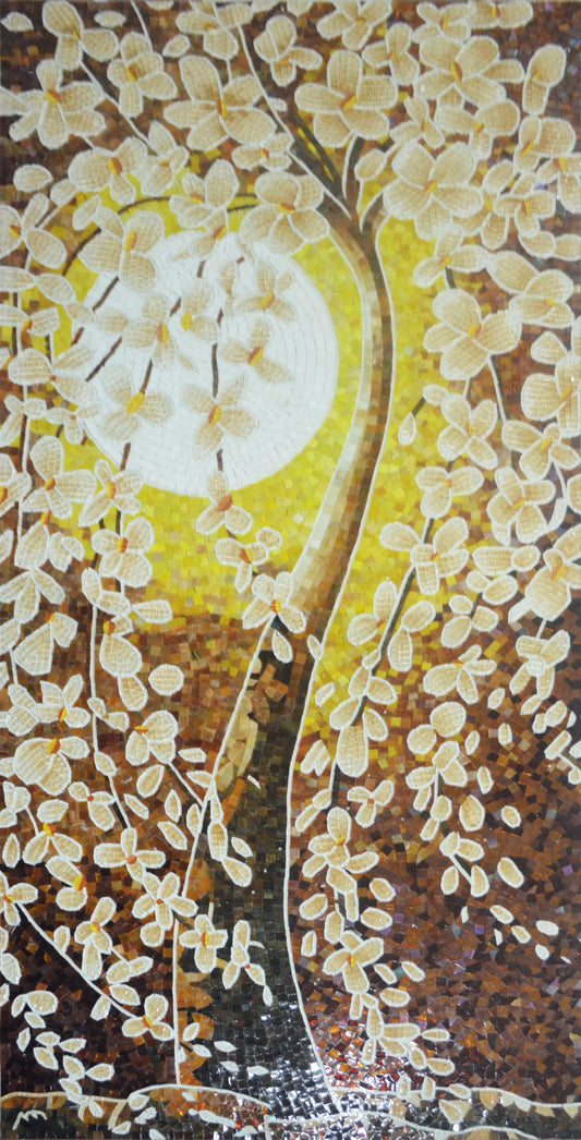 Mystical Enchantment: Glass Mosaic Tree in Moonlight | Tree Mosaics | iMosaicArt