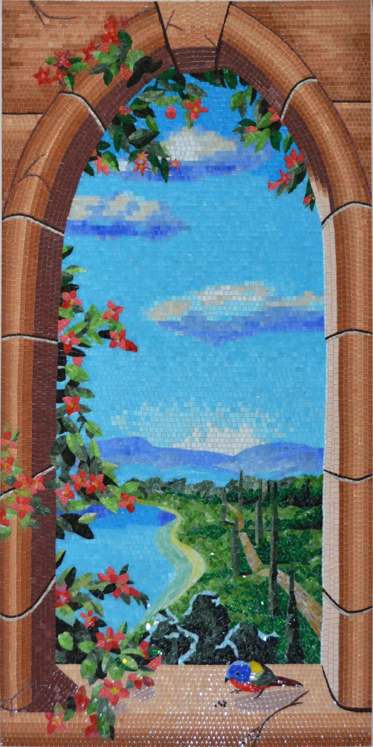 Gothic Window Mosaic by Beata Wojcik | Landscape Mosaics | iMosaicArt