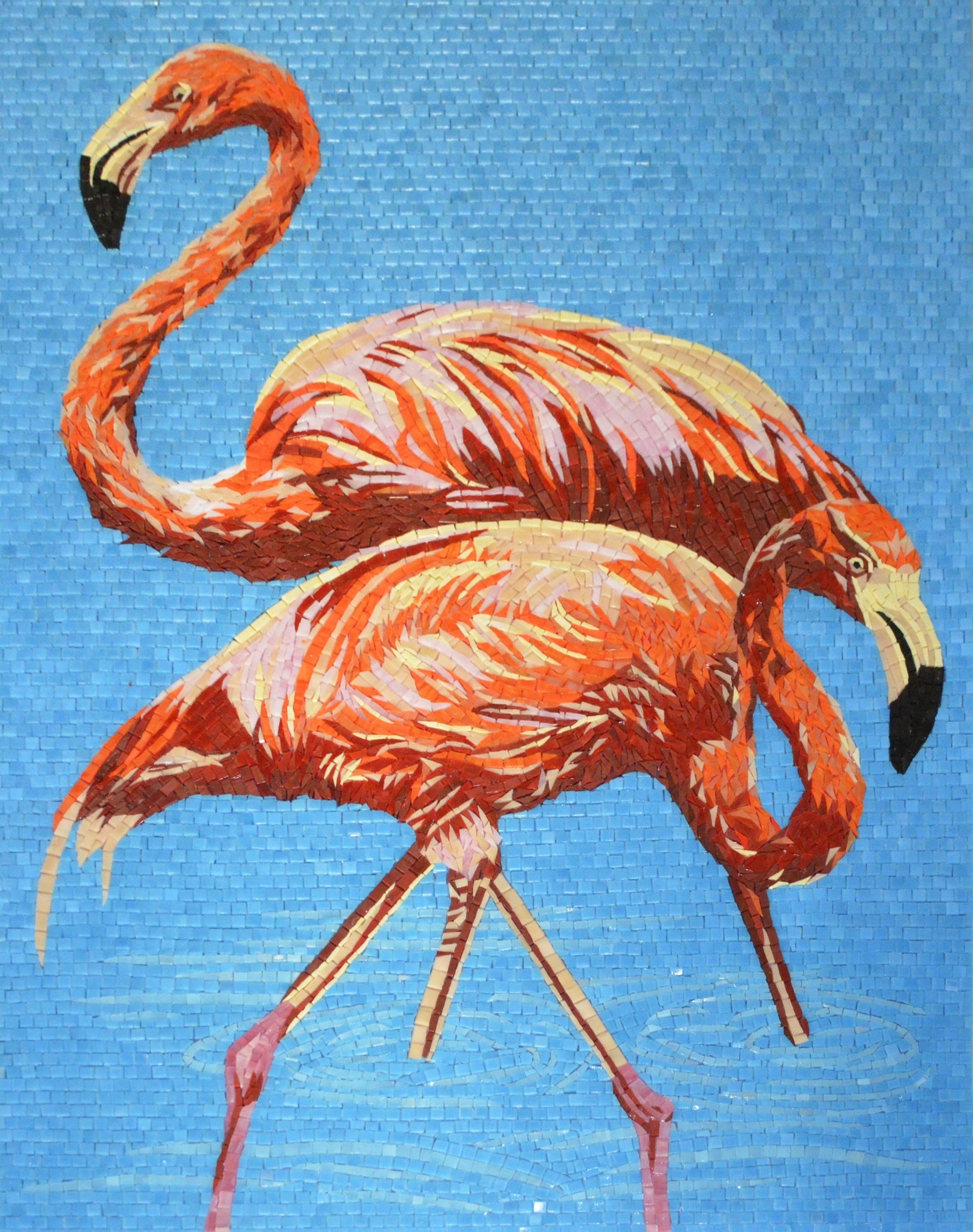 Flamingo Mosaic Wall Hanging: Serenity in Glass | Bird Mosaics | iMosaicArt