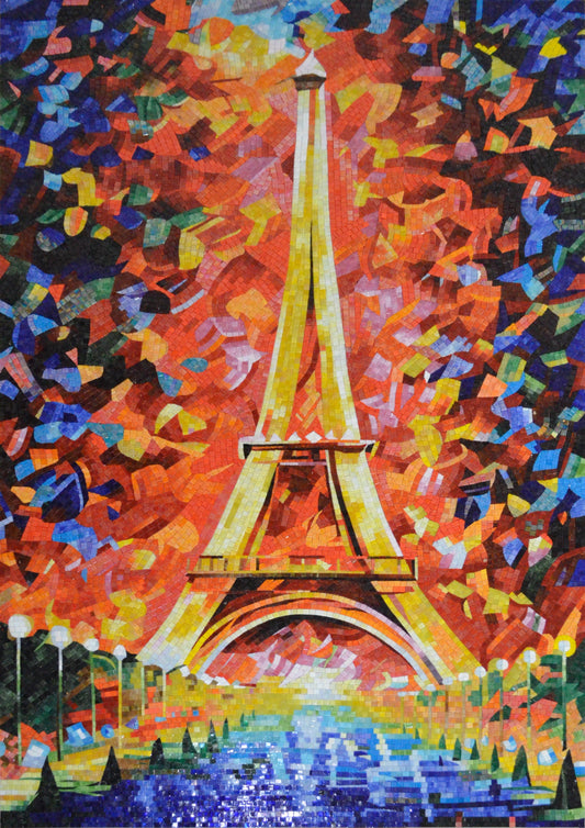 Eiffel Tower Mosaic Art: Parisian Elegance in Glass