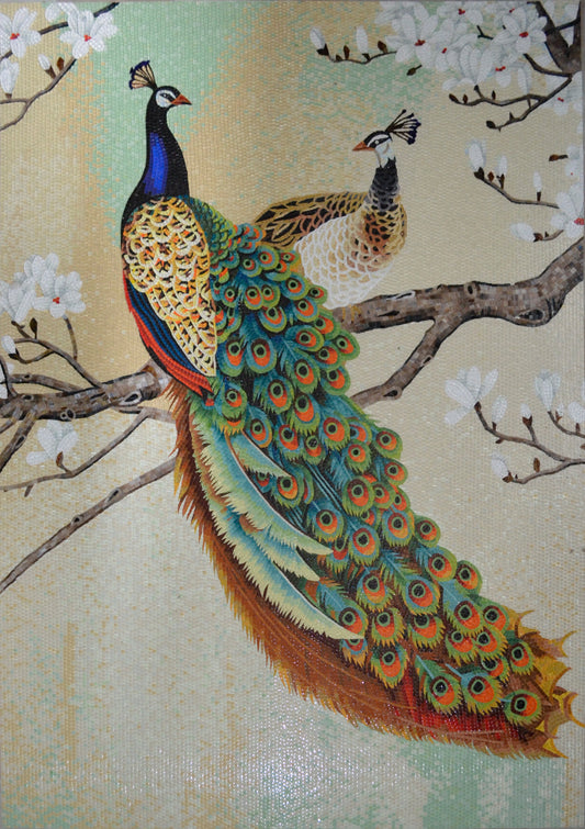 Peacock Glass Mosaic Art: Unique Bird Mosaic Creations | Bird Mosaics | iMosaicArt