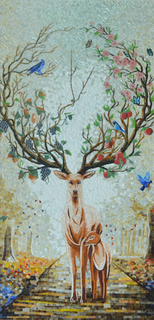 Graceful Deer Mosaic Art - Whispers of the Forest | Animal Mosaics | iMosaicArt