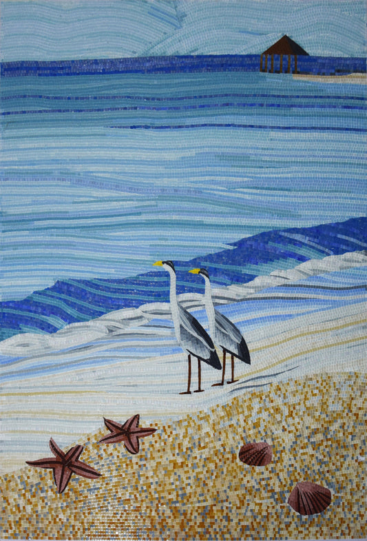 Heron Pool Mosaic: A Work of Art for the Pool | Nautical Mosaics | iMosaicArt