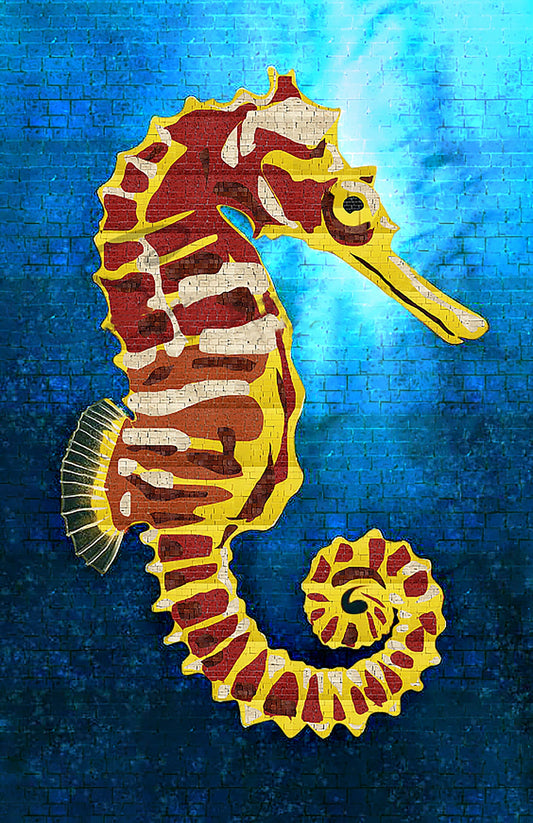 Seahorse Mosaic Art: Whimsical Underwater Elegance | Nautical Mosaics | iMosaicArt