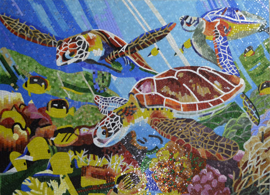 Turtle Cove Mosaic Art: Sea Turtle Elegance | Nautical Mosaics | iMosaicArt