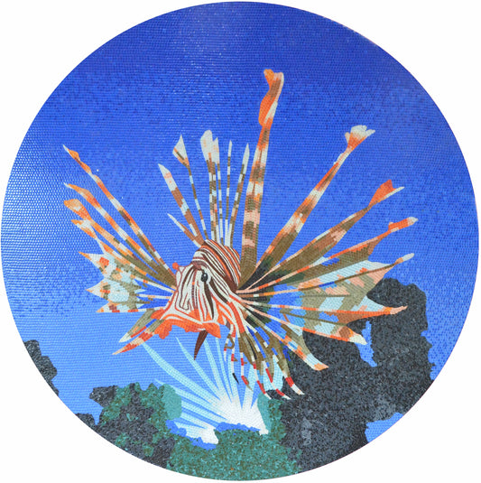 Lionfish Splendor Mosaic: Exquisite Aquatic Artistry | Nautical Mosaics | iMosaicArt