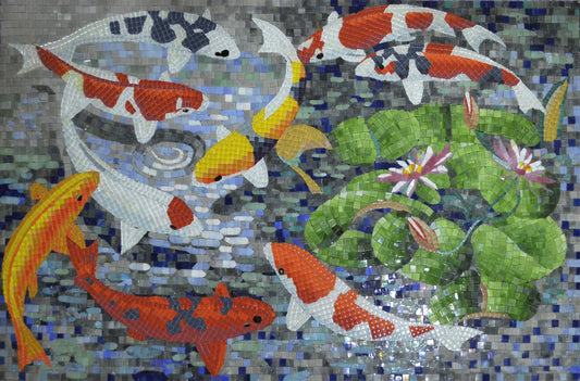 Unique & Elegant Koi Fish Glass Mosaic Artwork for Any Room in Your Home | Nautical Mosaics | iMosaicArt