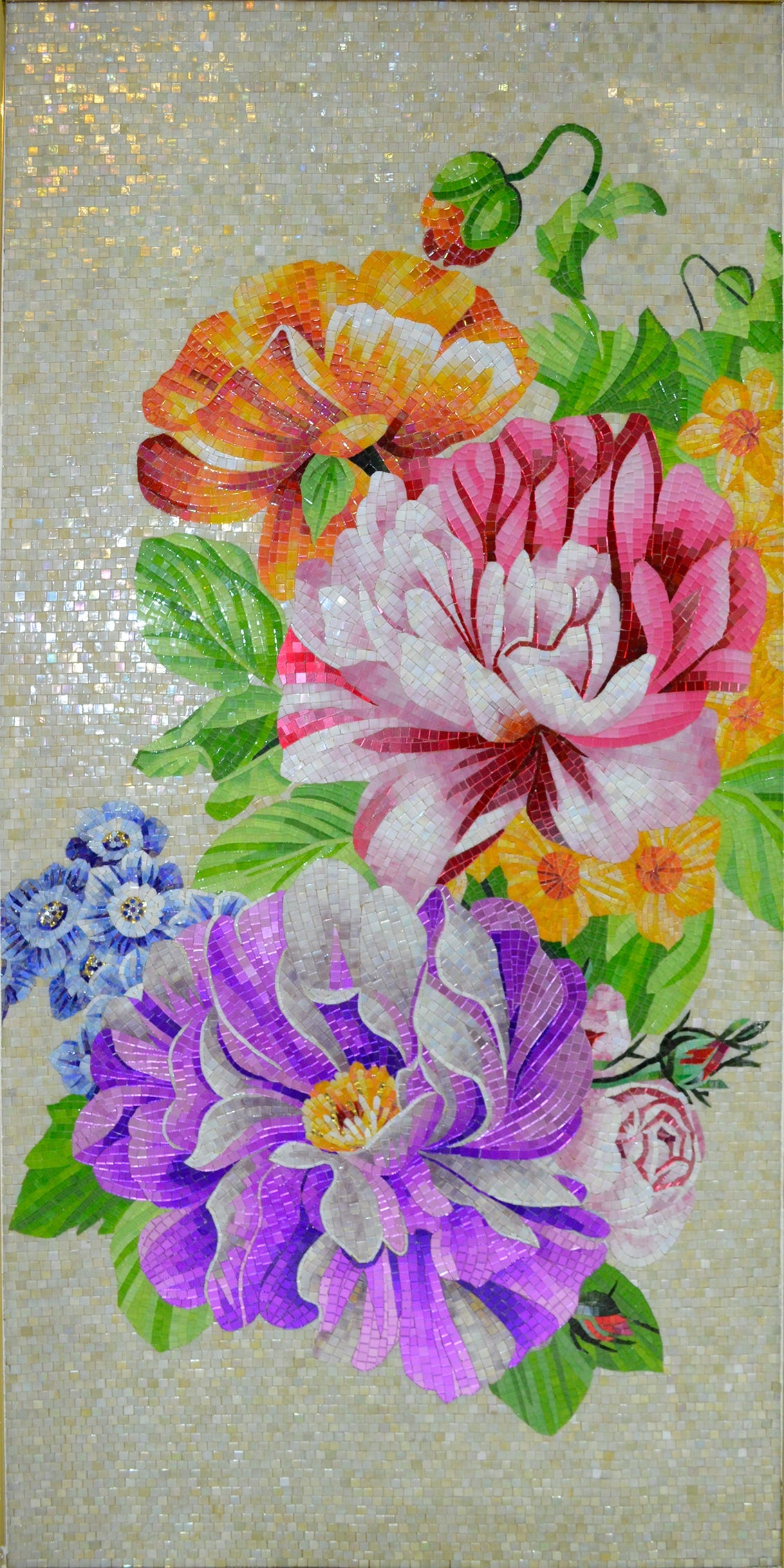 Artistic Glass Mosaic Petals: Timeless Beauty