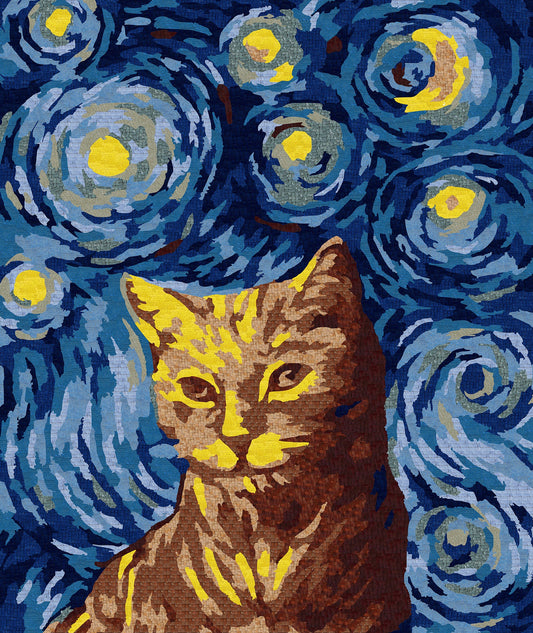 Cat Mosaic Art - Starry Night Mosaic Reproduction | Animals Mosaics | iMosaicArt