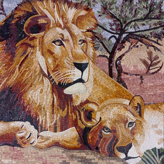 Lion Mosaic Art: Fierce Beauty and Timeless Elegance for Your Walls | Animal Mosaics | iMosaicArt