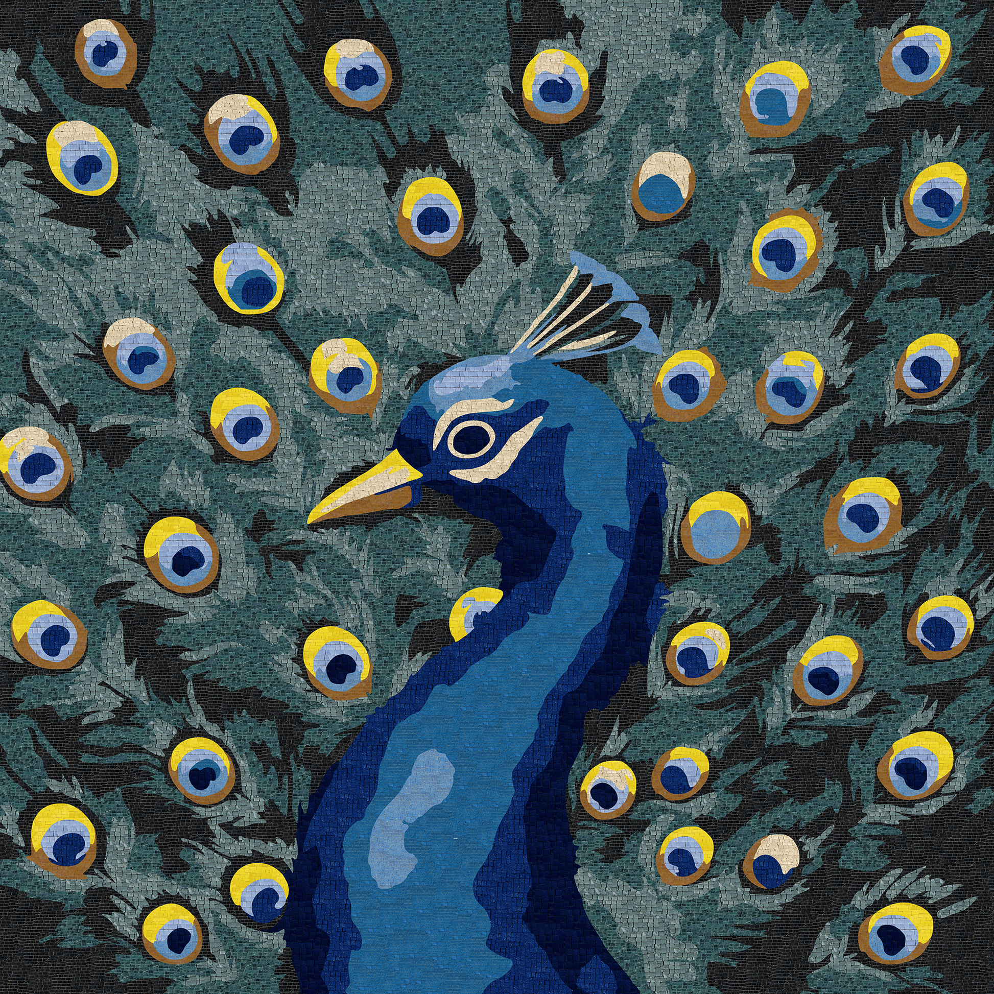Peacock Mosaic - Marble Mosaic Tile Art | Birds Mosaics | iMosaicArt