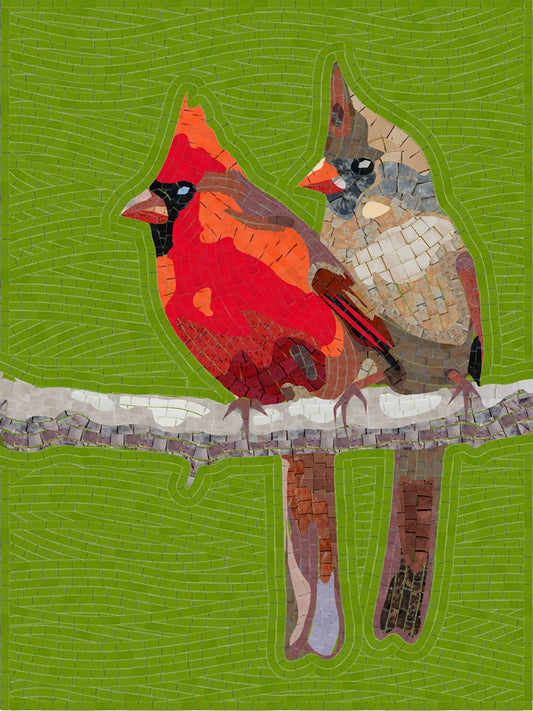 Mosaic Art - Mr. and Mrs. Northern Cardinal By Bonnie Barry | Birds Mosaics | iMosaicArt