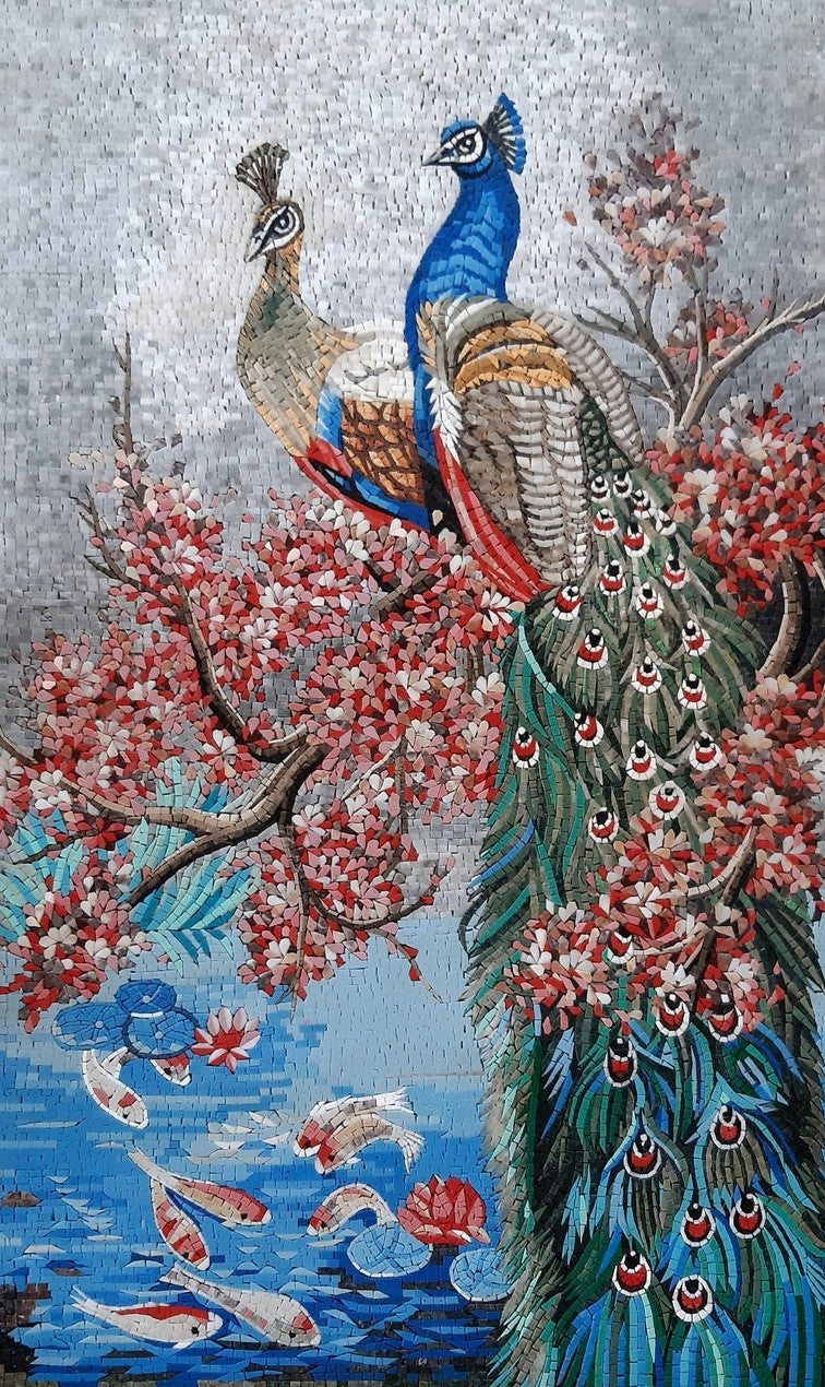 Peacock Wall Art - Handmade Mosaic Art