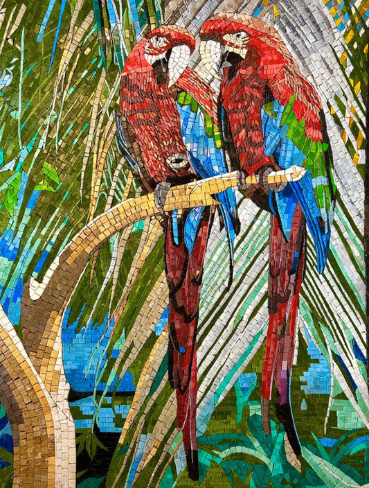 Parrots Mosaic Lovers - Art For Sale | Bird Mosaics | iMosaicArt