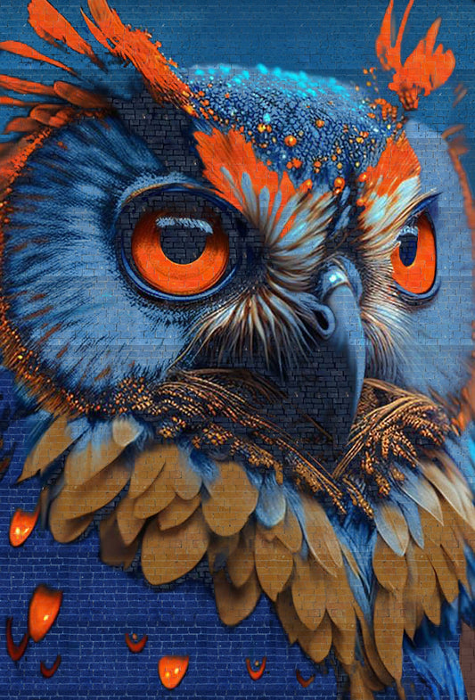 Colorful Abstract Animal Owl Portrait - Unique Artwork | Bird Mosaics | iMosaicArt